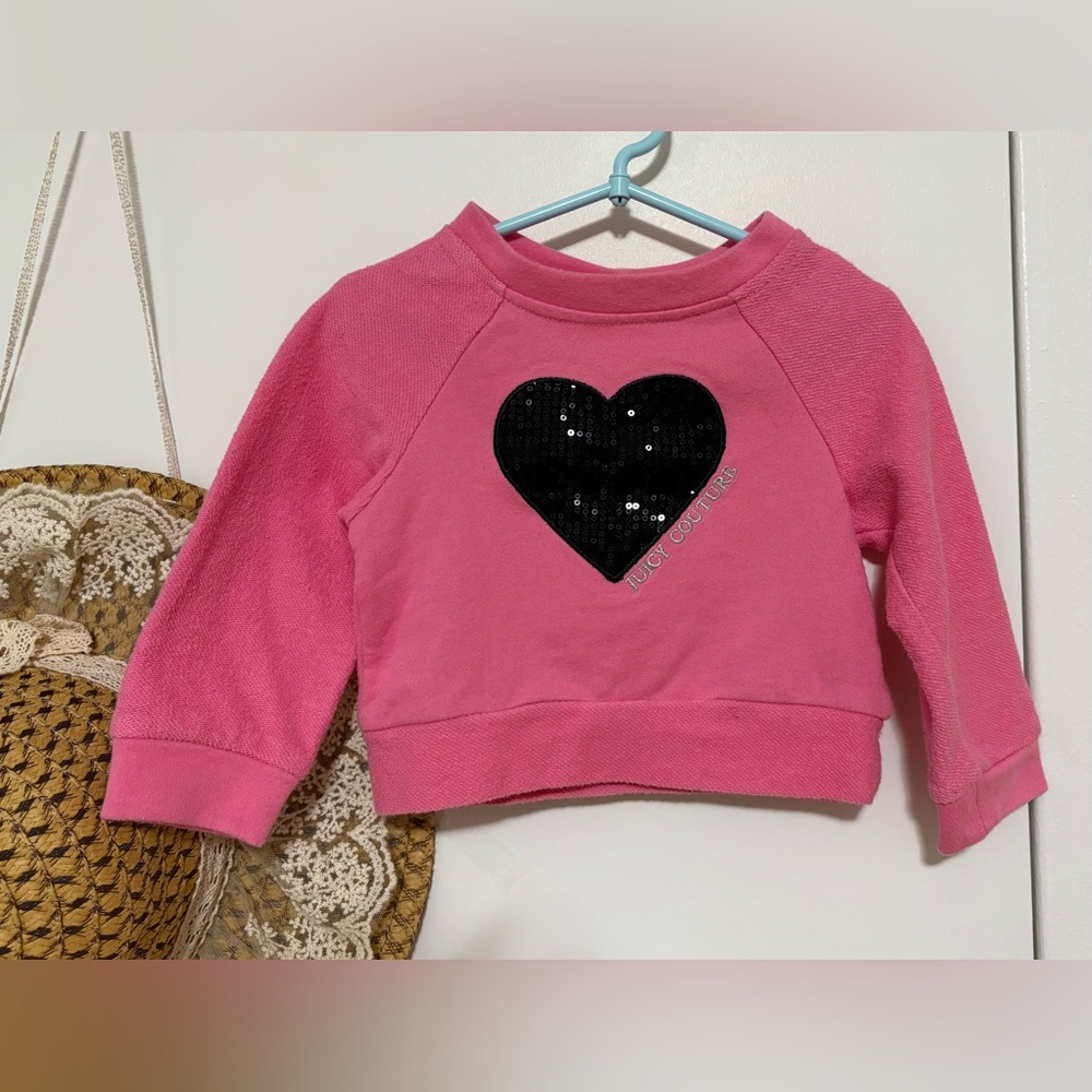 Juicy Couture Pink Sweatshirt with Sequined Black Heart